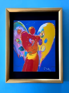 Peter Max | Angel Vintage Print Signed | Framed Large 16x12in. Gold Pop Art - Picture 1 of 4
