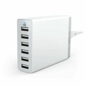 Anker PowerPort 6 USB Wall Charger 60W Charging for iPhone X/XS/8 iPad Galaxy S7 - Picture 1 of 1