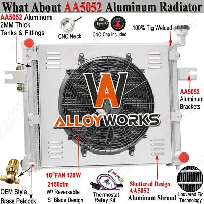 3 Row Radiator Shroud Fan+Relay FOR 2005-2010 Jeep Commander Grand Cherokee 3.7L Foto 1 de 4