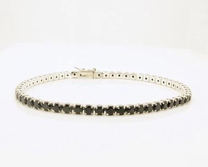 Sterling Silver Black Cubic Zirconia Tennis Bracelet - Picture 1 of 4