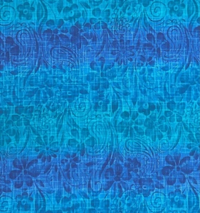 By 1/2 Yard Large Distressed Floral Flowers Stripes Blue Teal General Fabrics - Picture 1 of 4
