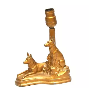 VINTAGE GERMAN SHEPHERD CAST METAL LAMP BASE - Picture 1 of 10