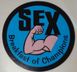 2  Sex Breakfast of Champions  STICKERS 2.75"   MOTORBIKE HELMET IOM TT YAMAHA  - Picture 1 of 1