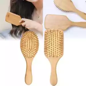 Natural Bamboo Wooden Hair Brush Comb Massage Scalp Health Airbag Hair Comb - Picture 1 of 7