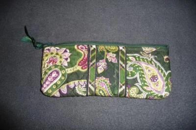 Estuche de Maquillaje con Pincel y Lápiz VERA BRADLEY ~ $29 VERDE CHELSEA Rosa Ciruela Paisley Foto 1 de 2