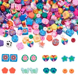 320Pcs 8 Styles Dog Paw Print Butterfly Heart Star Handmade Polymer Clay Beads - Picture 1 of 8