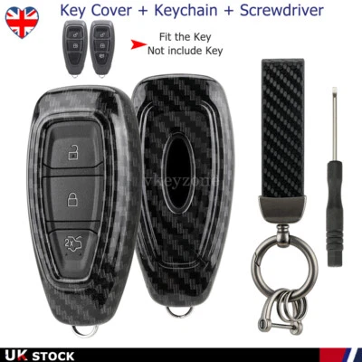 Carbon Fiber Key Cover For Ford Smart Remote Shell Fob Focus Fiesta Mondeo Kuga