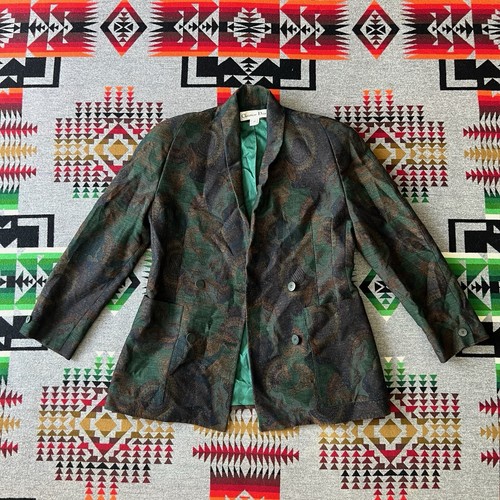 Giacca blazer Christian Dior donna taglia 10 lana floreale vintage USA foderata D7