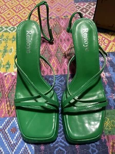 Reitoye Women’s Green Strap On High Heels Size 8 Pumps Dress Shoes Prom Dance - Picture 1 of 7