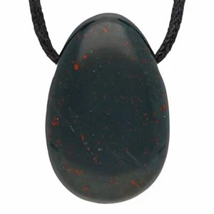 Heliotrop Tropfenanhänger mit Baumwollband gebohrt | Edelstein Schmuck - Picture 1 of 5