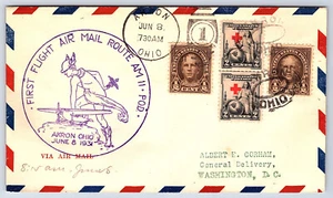 First Flight Air Mail Cover Jun 8 1931 Route AM11 Akron Ohio AC1 - Picture 1 of 2