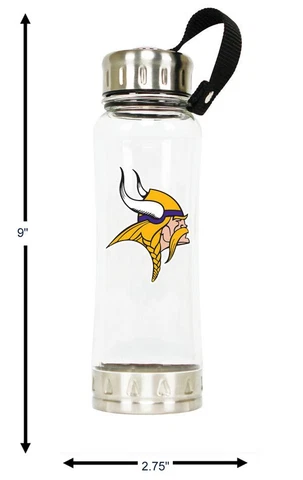 New NFL Minnesota Vikings Clip-On 16oz Clear Water Bottle ( BPA Lead Free ) Cover