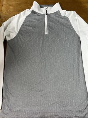Pullover Cutter & Buck 1/4 Cremallera Manga Larga Golf Gris Blanco Talla Pequeña Foto 1 de 4
