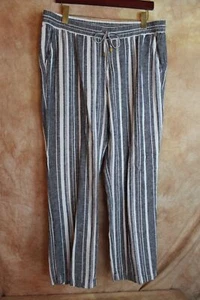 Pantalones de salón Ellen Tracy gris blanco a rayas cintura elástica talla L usados en excelente estado DH3180 - Imagen 1 de 3