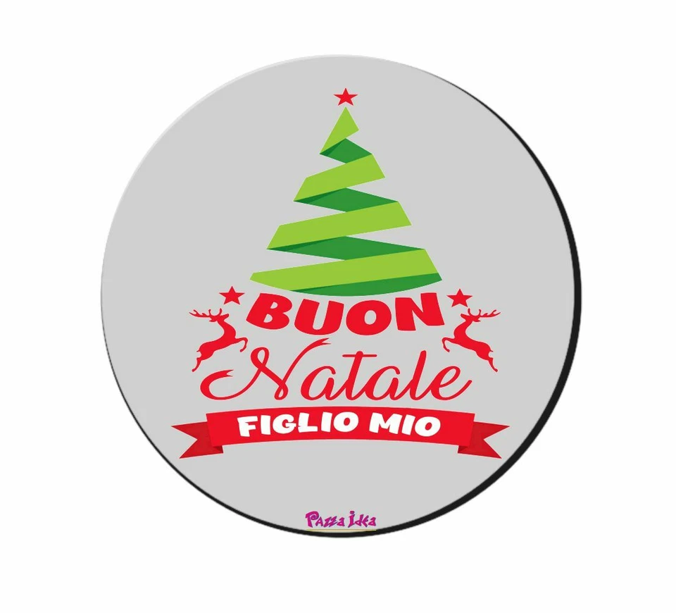 mouse pad tappetino pc rotondo scritta buon natale figlio mio regalo mamma figli - Immagine 1 di 1
