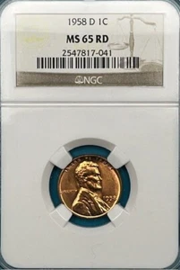 ‎1958-D Lincoln Wheat Penny 1C NGC MS 65 RD - Picture 1 of 4