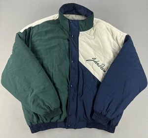 Vintage John Deere Swinger Full Zip Puffer Jacket Size XXL Colorblock Buttons - Picture 1 of 24