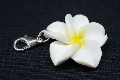 Frangipani Charm Anhänger Bettelarmband Miniblings Blume Blüte Plumeria weiß - Bild 1 von 4