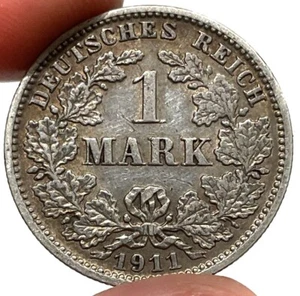 Moneda de 1 marco de plata 1911 J Alemania 🇩🇪 Kaiser Wilhelm Hamburgo como nueva mejor fecha - Imagen 1 de 2