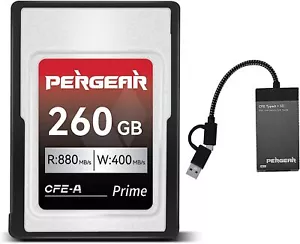 Tarjeta de memoria Pergear CFE-A 260 GB para grabación 4K 120P, 8K 30P + lector de tarjetas - Imagen 1 de 9