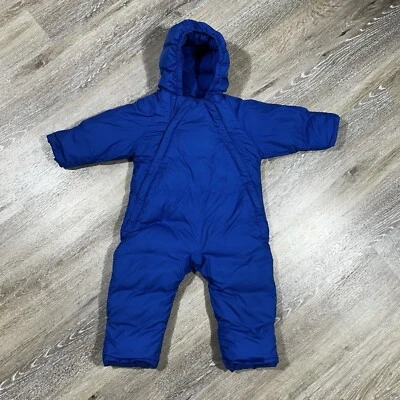 Traje de nieve Lands End de una pieza bebé 6-12 meses con capucha cremallera aislante azul abullonado Foto 1 de 4