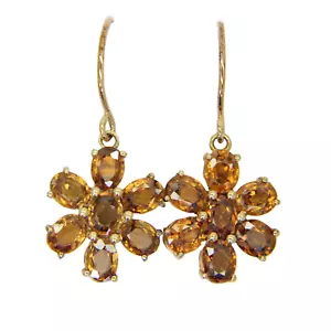 Large Spessartite Garnet Flower Cluster 9ct Yellow Gold Dropper Earrings - Picture 1 of 6