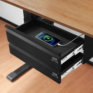 2 Drawer 16" Under Desk Drawer Organizer Slide-out Drawer Space Saver Office - Picture 1 of 12