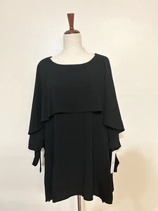 IC BY CONNIE K schwarze fließende leichte Bluse im Lagenlook - Bild 1 von 5