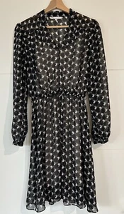French Connection Horsepower Black Sheer Dress Long Sleeve Women’s XS - Picture 1 of 10