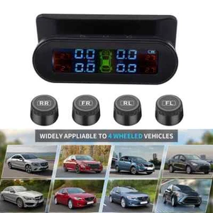 Car Tire Pressure Monitoring System Solar USB Power TPMS Tyre Sensor Real Time - Picture 1 of 9