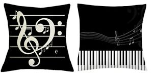 Piano Musical Notes Pillow Cover Black White Pillow Cover