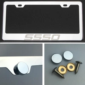 Marco de placa de matrícula de acero inoxidable grabado con láser S550 cromado tapa de tornillo - Imagen 1 de 12