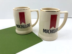 Michelob Beer Ceramic Mug Made in USA Gold Trim Vintage Lot of 2 Anheuser Busch - Picture 1 of 8