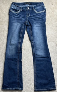 TwentyOne Black by Rue21 Jeans Women's Sz 9/10R Blue Curvy Reg Boot Embroidered - Picture 1 of 9