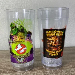 Universal Studios Halloween Horror Nights & Ghostbusters Plastic Tumbler Cup Set - Picture 1 of 11