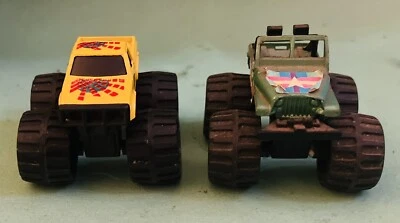 Monster Truck Jeep 4x4 Super Ruedas Verde 1986 y Amarillo Camión Soma, Lote de 2 Foto 1 de 4