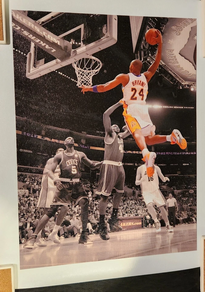 Kobe Bryant #24 Slam Dunking Los Angeles Lakers Colored Canvas Print Please Read - Image 1 of 4
