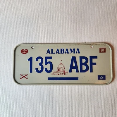 Vintage Wheaties Bicycle License Plate 1981 Alabama Heart Of Dixie 5" X 2" Mini - Image 1 of 4