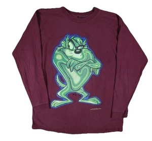 Taz Looney Tunes Long Sleeve Shirt Red Vintage 90s - Picture 1 of 11