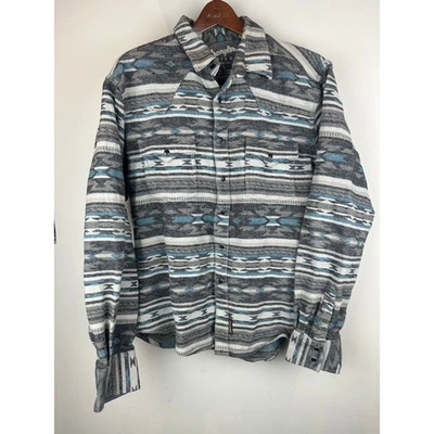 Wrangler Retro Premium Shirt Jacket Mens Large L Gray Aztec Western Pearl Snap - Image 1 of 4