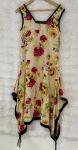 TRELISE COOPER Deckchair Dame Floral Asymmetrical Lagenlook Dress Size 10 - Picture 1 of 5
