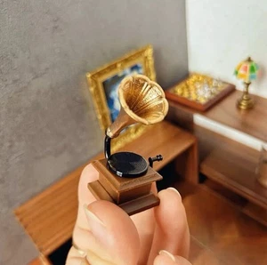 Dollhouse Gramophone Phonograph Victrola Record Player 1:12 Scale Miniature - Picture 1 of 3
