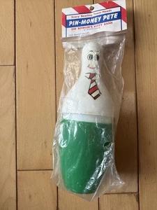 Vintage 1960s Pin Money Pete Coin Banks Bowling Pin by Spare Time - Green RARE - Picture 1 of 6