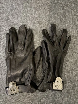 Michael Kors Leather Hamilton Lock Black Leather Gloves with MK Accent - Image 1 of 3