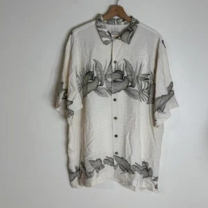 Tommy Bahama Shirt Mens XL Cream Silk Floral Hawaiian Button Up Camp Relaxed Fit - Picture 1 of 10