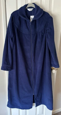 Womens Givoni Navy Mid Length Zip Fleece Winter Dressing Gown NEW w TAGS Size M - image 1 of 4
