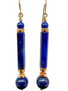 8K Gelbgold Ohrringe mit Lapizlazuri - Picture 1 of 3