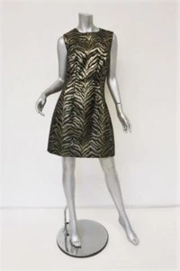 Roberto Cavalli Dress Black/Gold Metallic Animal Jacquard Sleeveless Size 46 - Picture 1 of 6
