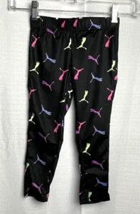 Puma Girls Toddler Allover Logo Leggings Size 4T Black/Multicolor B*J - Picture 1 of 3