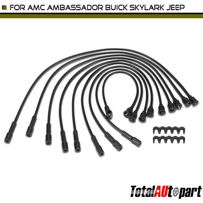 9x Spark Plug Wire Set for AMC Ambassador 1967-1972 Jeep CJ5 Pontiac Bonneville - Image 1 of 4
